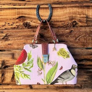 CARSON & COMPANY | Floral Print Women's Bag with Brown Handles